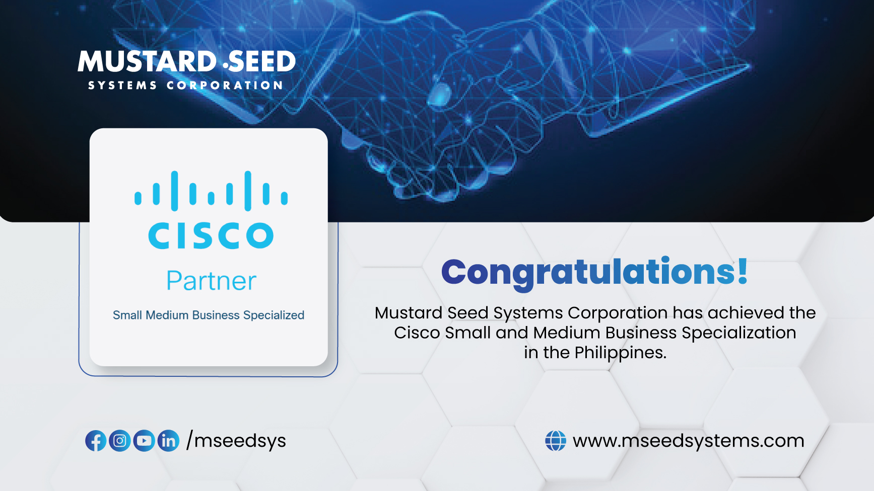 Mustard Seed Systems Corporation Attains Cisco Small and Medium Business Specialization in the Philippines