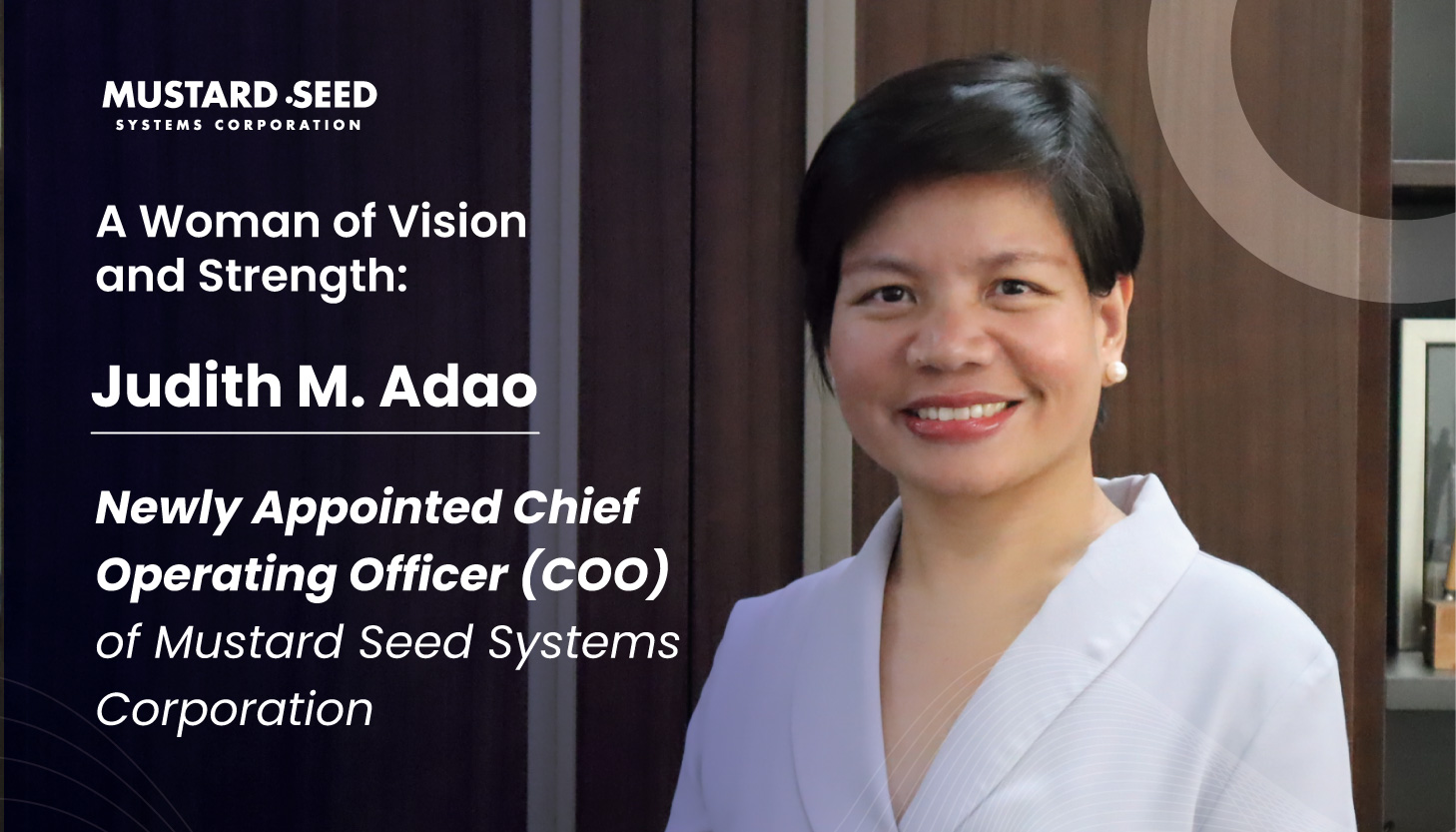 Mustard Seed Systems Corporation Appoints Judith M. Adao as Chief Operating Officer